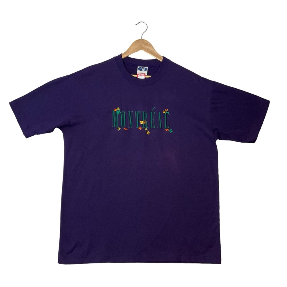 VINTAGE Montreal sz X Large T Shirt Short Sleeves Single Stitch Embroidery NWT